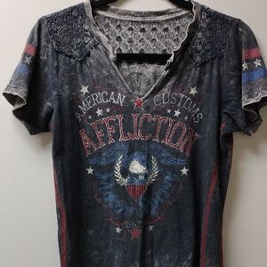 Affliction Gray Graphic Short Sleeve Tee